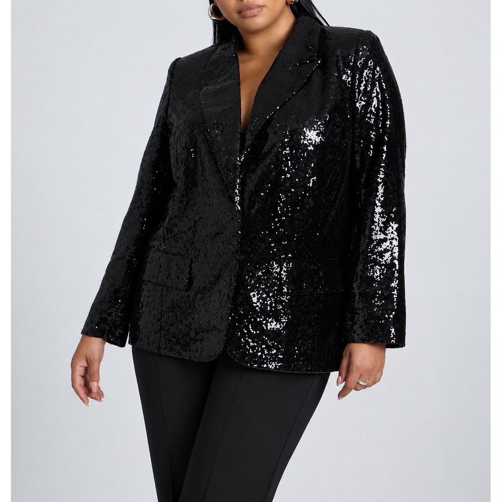 ELOQUII Plus‎ Size Boxy Sequin Blazer Jacket Size 14/16
